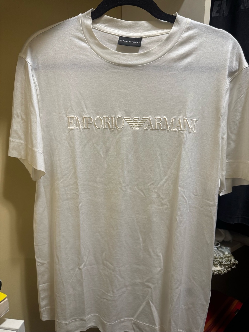 Emporio Armani White Embroidered Logo Short-Sleeve Tee